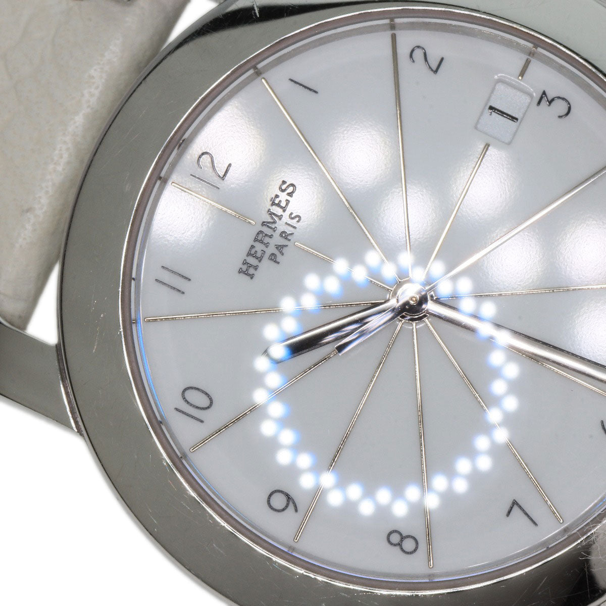 HERMES Watches Quartz HR1.510 Stainless Steel, Leather Silver H watch Rondo white dial Women Used