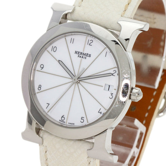 HERMES Watches Quartz HR1.510 Stainless Steel, Leather Silver H watch Rondo white dial Women Used