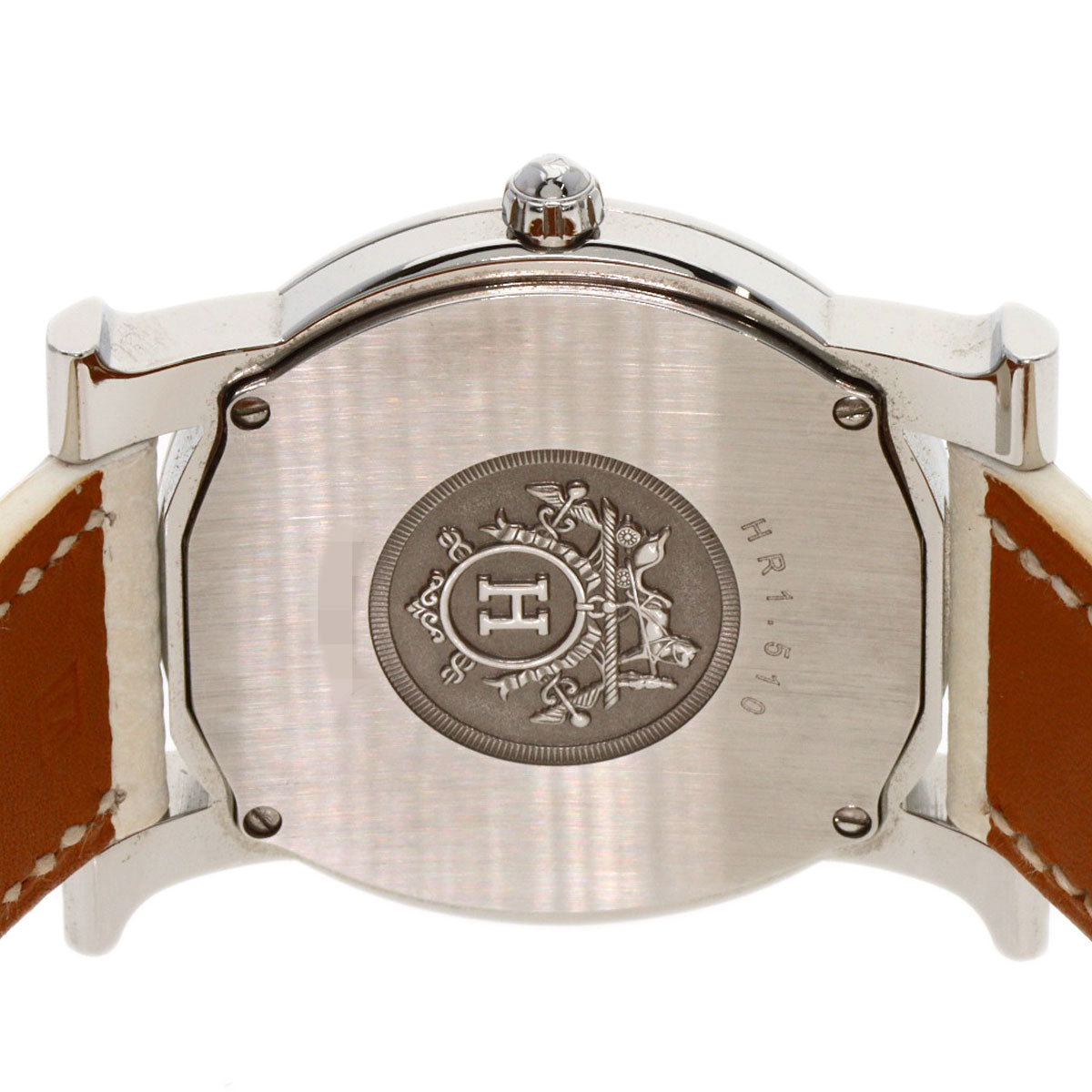 HERMES Watches Quartz HR1.510 Stainless Steel, Leather Silver H watch Rondo white dial Women Used