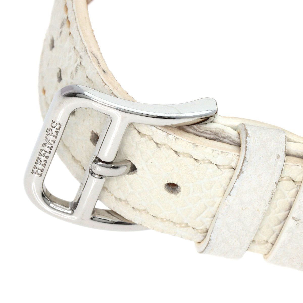 HERMES Watches Quartz HR1.510 Stainless Steel, Leather Silver H watch Rondo white dial Women Used