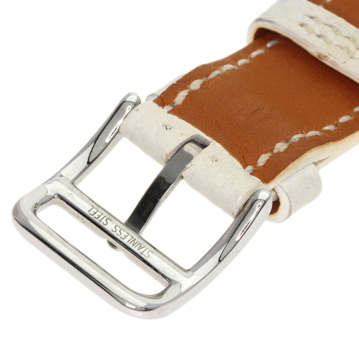 HERMES Watches Quartz HR1.510 Stainless Steel, Leather Silver H watch Rondo white dial Women Used