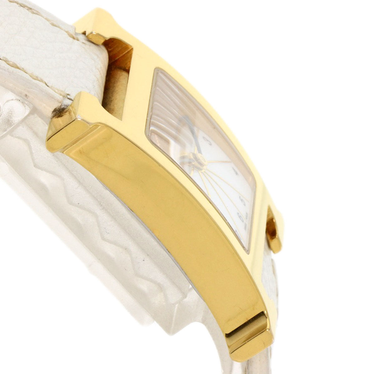 HERMES Watches Quartz HH1.201 Gold Plated, Leather gold H watch white dial Women Used
