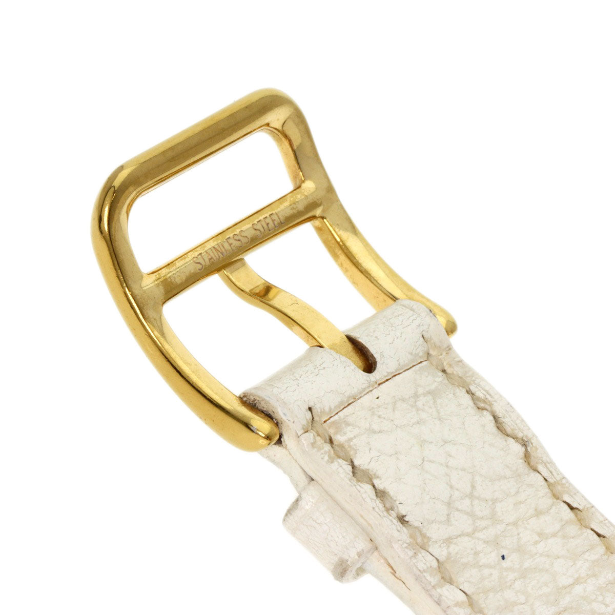 HERMES Watches Quartz HH1.201 Gold Plated, Leather gold H watch white dial Women Used