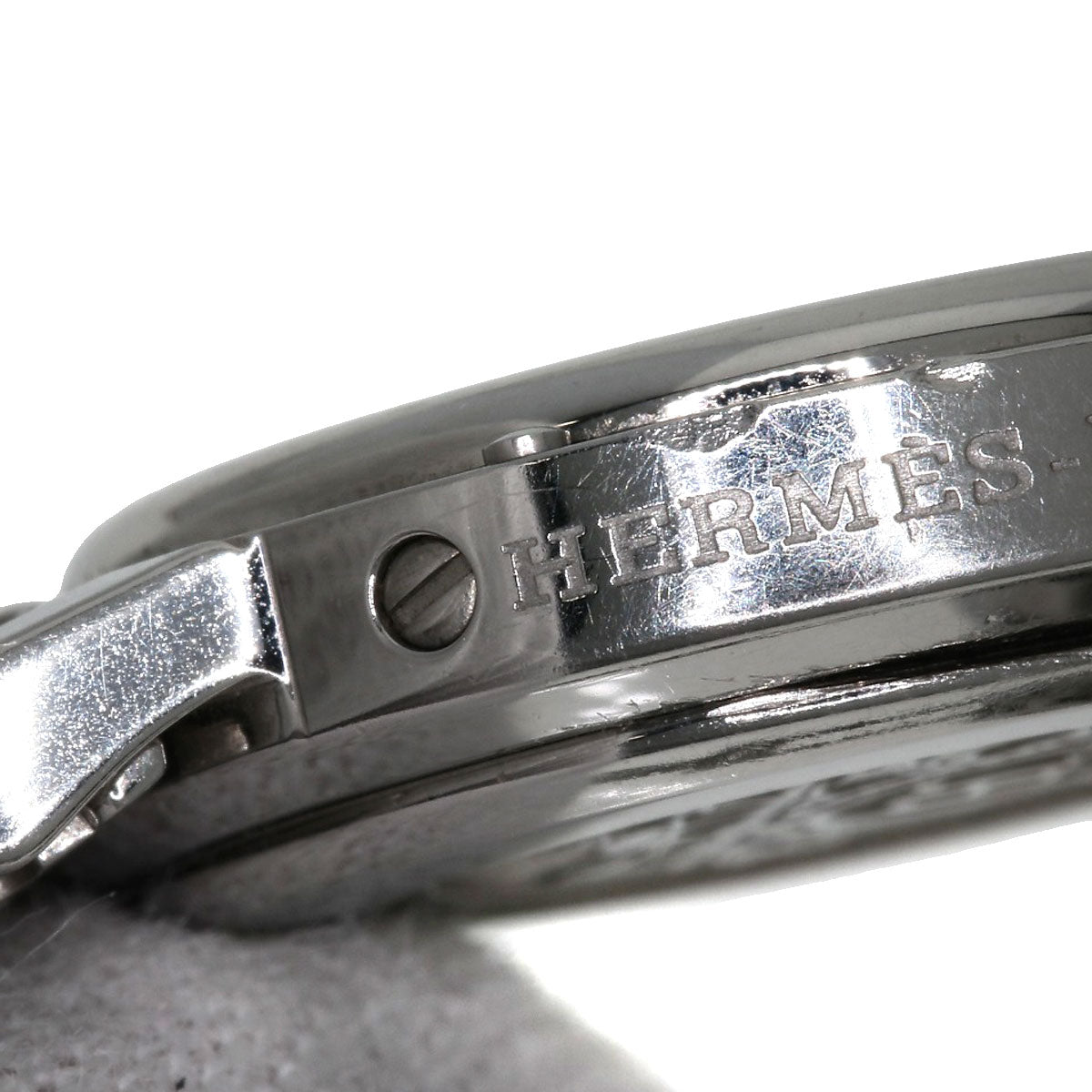 HERMES Watches Quartz CL4.210 Stainless Steel , Stainless Steel Silver Clipper black dial Women Used