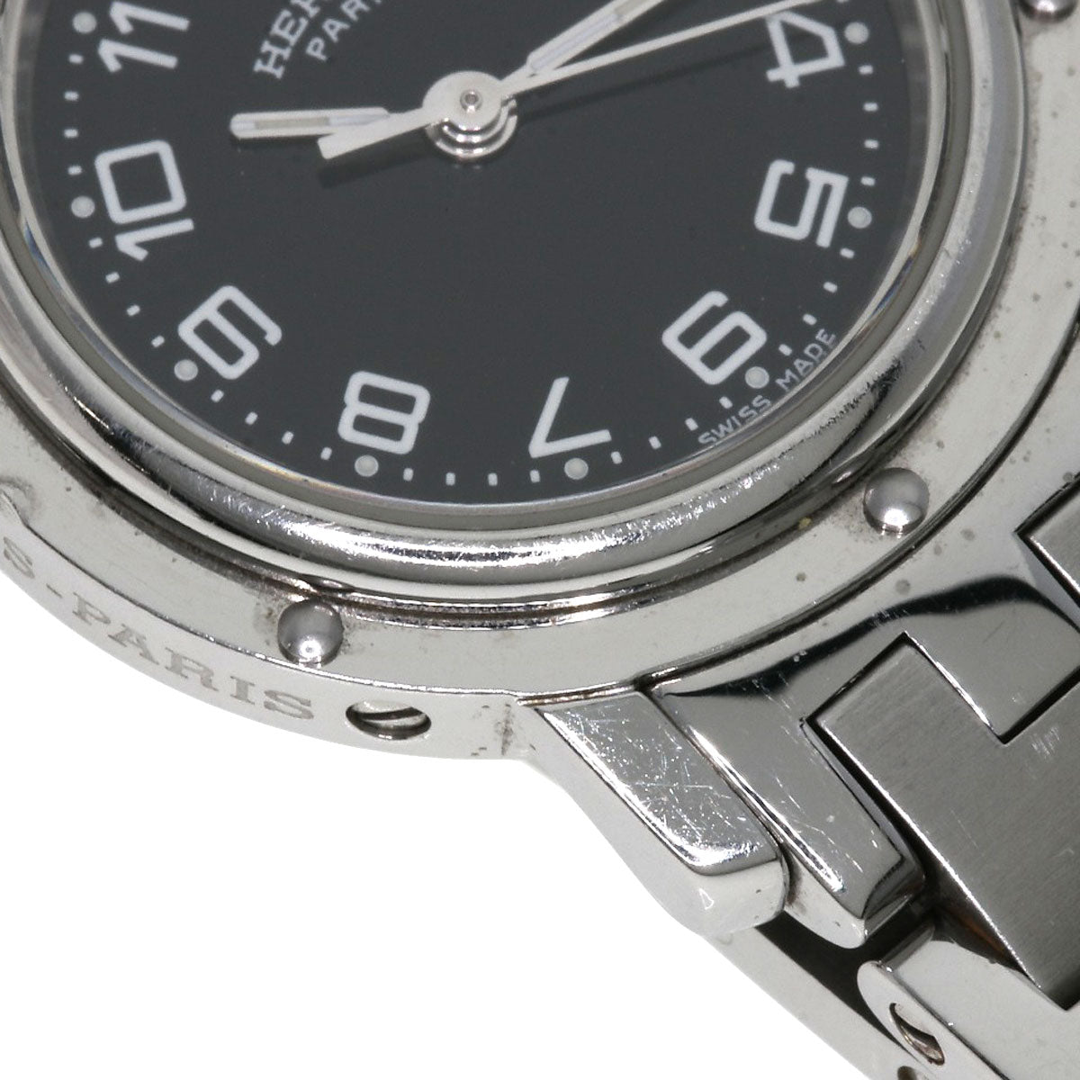 HERMES Watches Quartz CL4.210 Stainless Steel , Stainless Steel Silver Clipper black dial Women Used