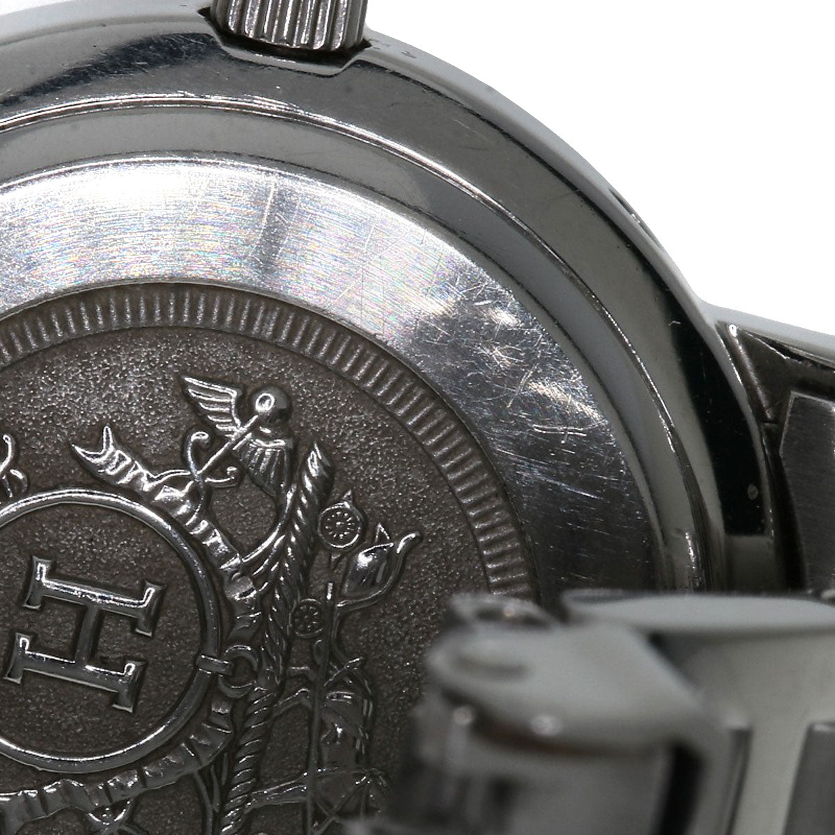 HERMES Watches Quartz CL4.210 Stainless Steel , Stainless Steel Silver Clipper black dial Women Used