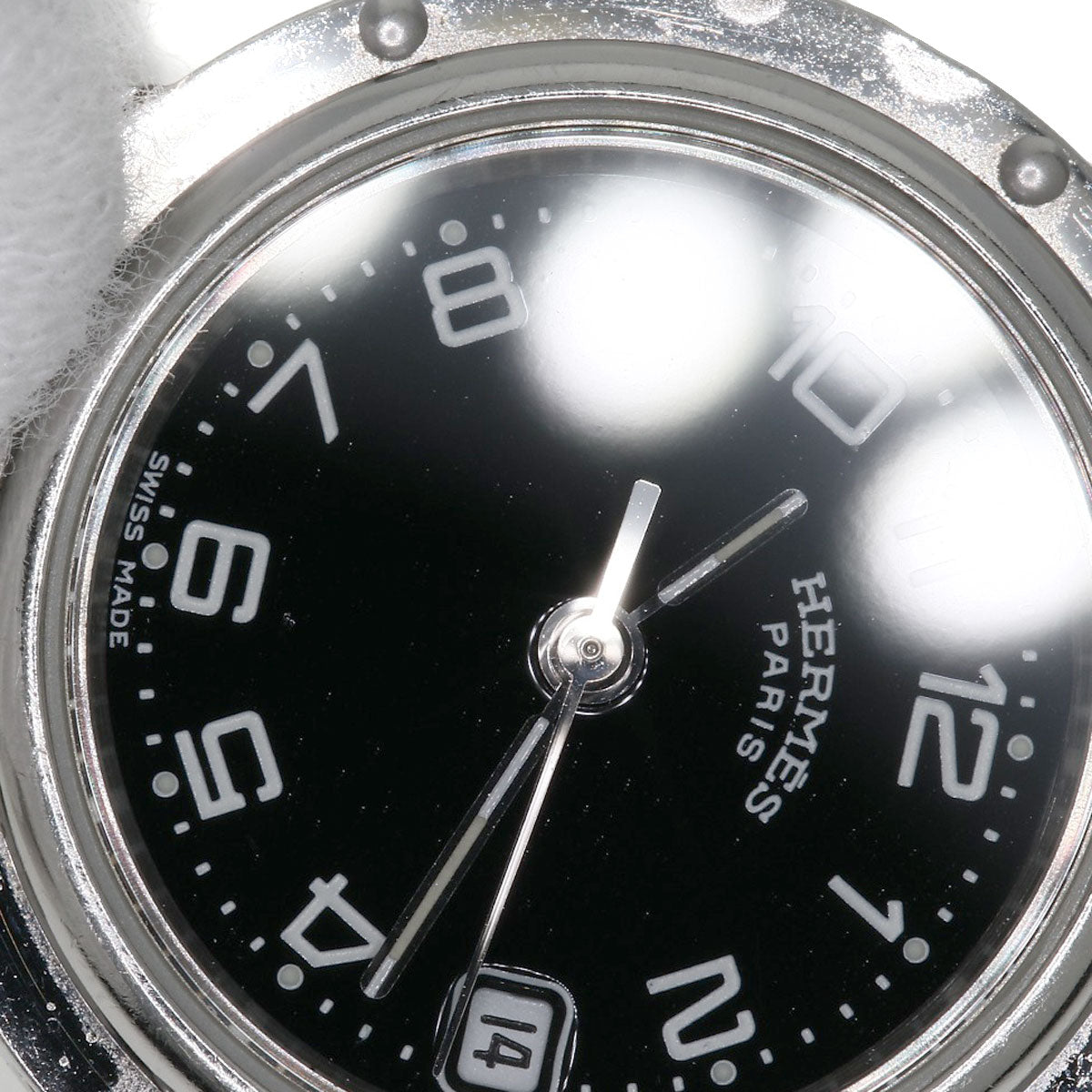 HERMES Watches Quartz CL4.210 Stainless Steel , Stainless Steel Silver Clipper black dial Women Used