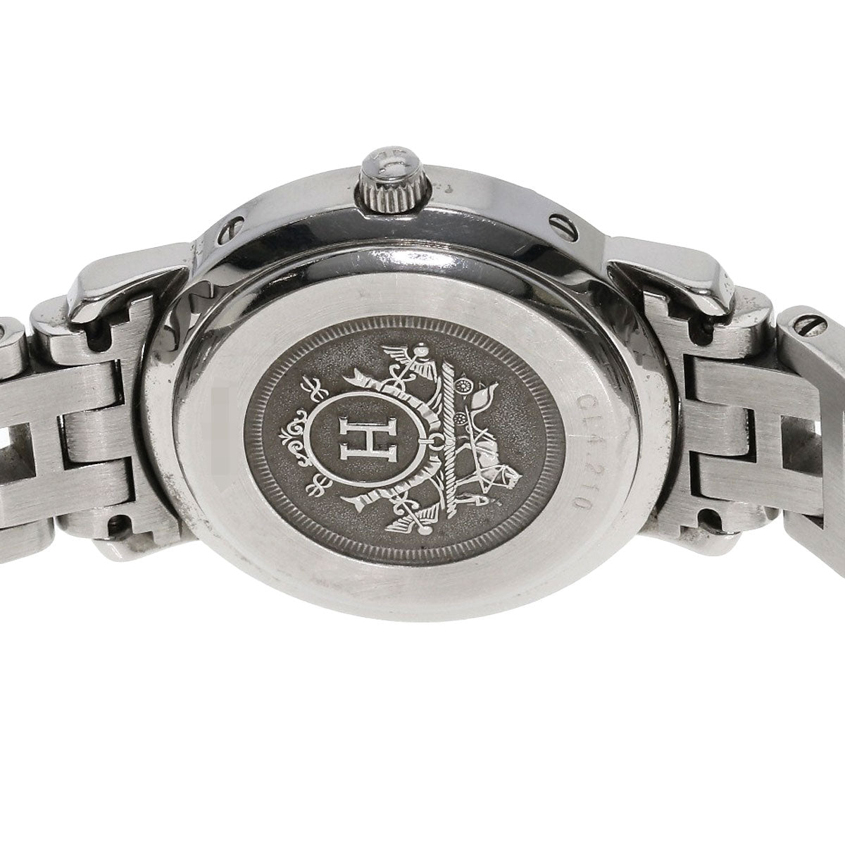 HERMES Watches Quartz CL4.210 Stainless Steel , Stainless Steel Silver Clipper black dial Women Used