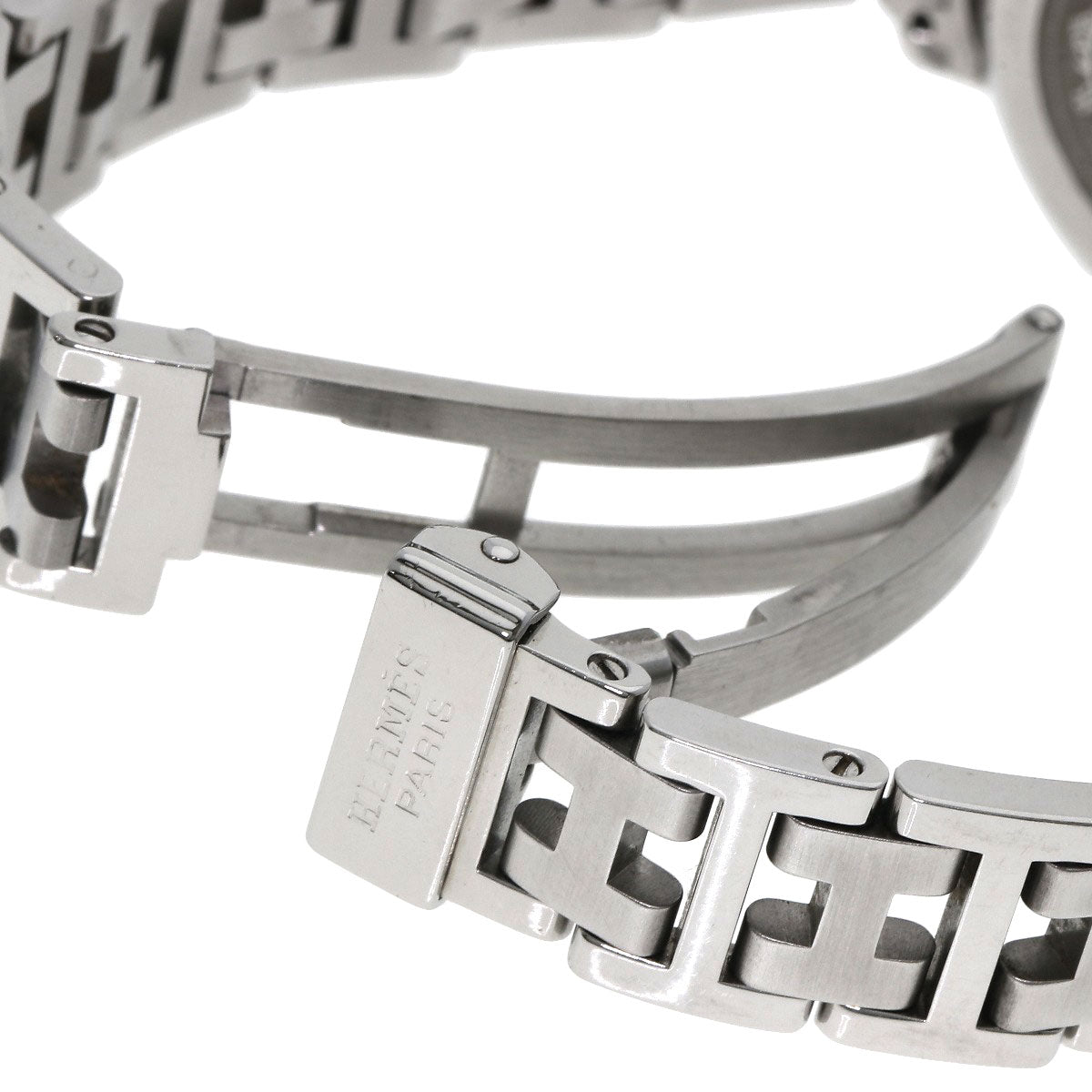 HERMES Watches Quartz CL4.210 Stainless Steel , Stainless Steel Silver Clipper black dial Women Used