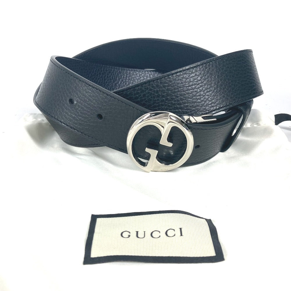 GUCCI belt 449715 leather black GG logo 105