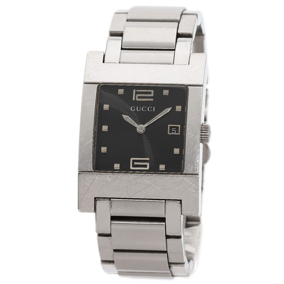 GUCCI Watches Quartz 7700M Stainless Steel Silver Square face black dial