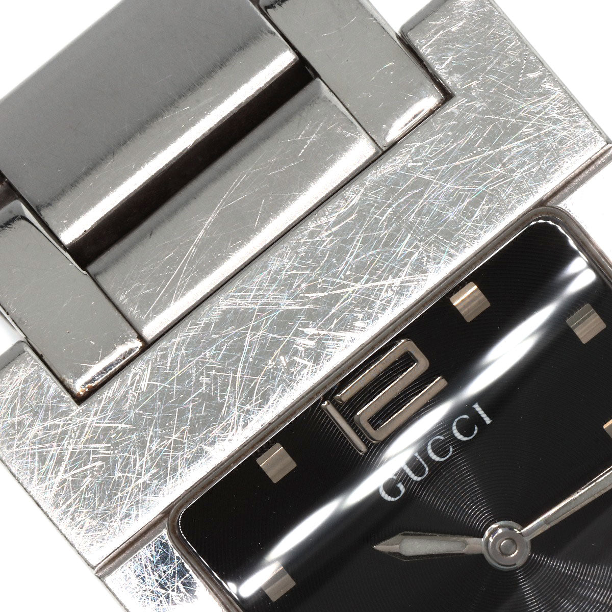 GUCCI Watches Quartz 7700M Stainless Steel Silver Square face black dial