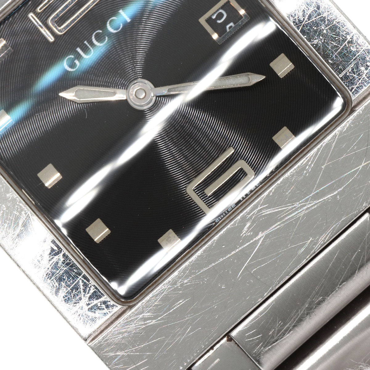 GUCCI Watches Quartz 7700M Stainless Steel Silver Square face black dial