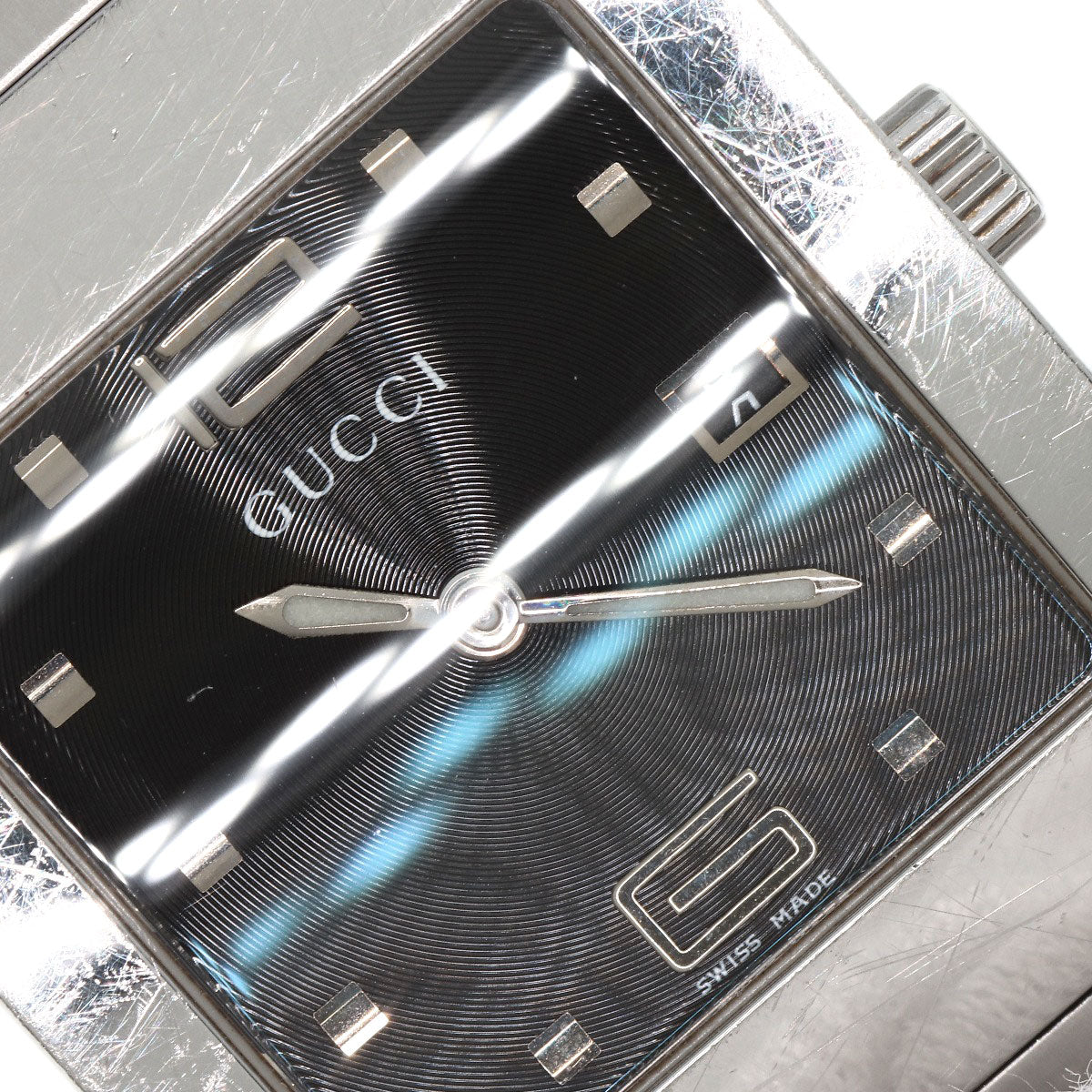 GUCCI Watches Quartz 7700M Stainless Steel Silver Square face black dial