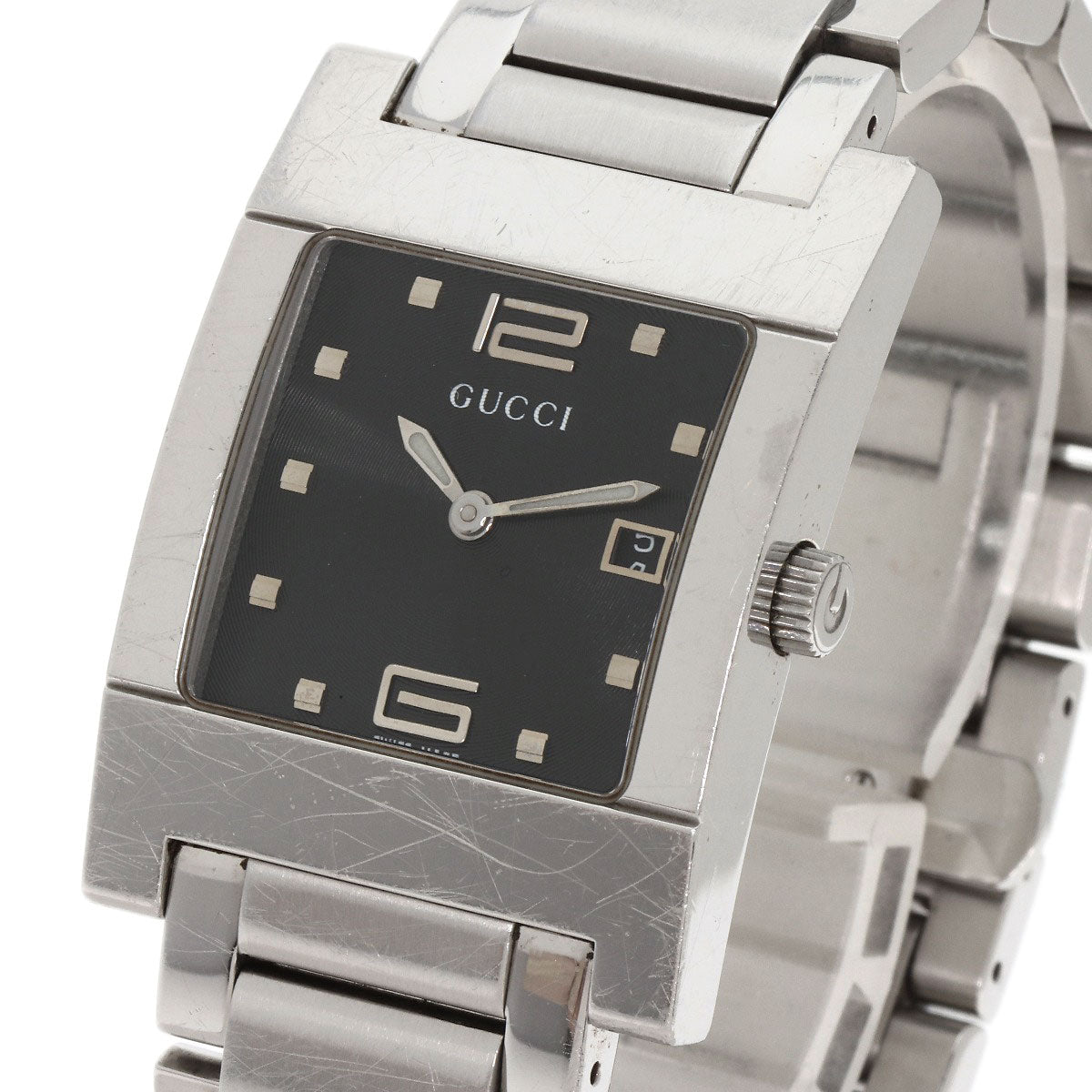 GUCCI Watches Quartz 7700M Stainless Steel Silver Square face black dial
