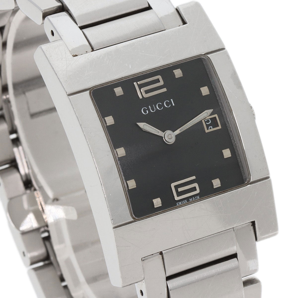 GUCCI Watches Quartz 7700M Stainless Steel Silver Square face black dial