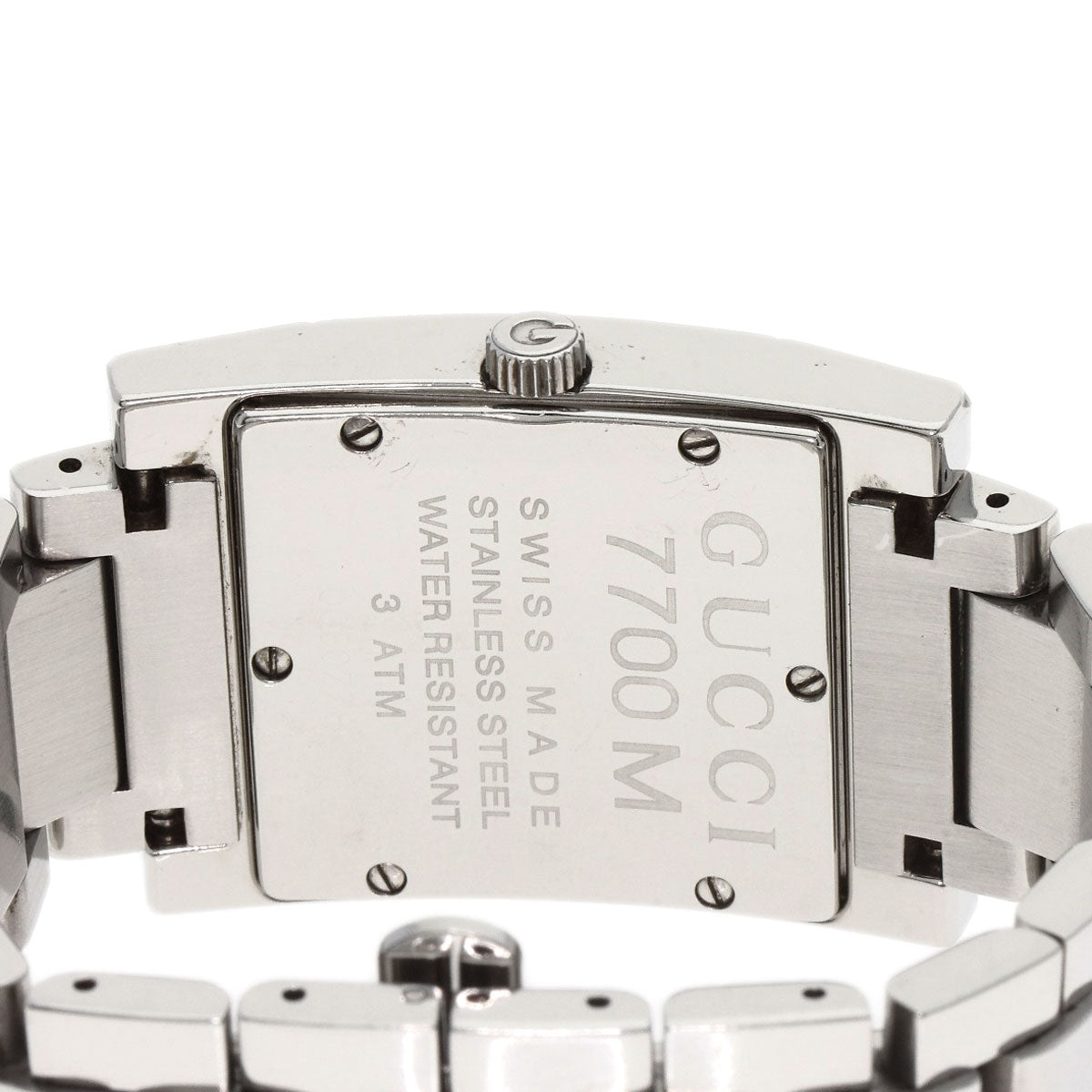 GUCCI Watches Quartz 7700M Stainless Steel Silver Square face black dial