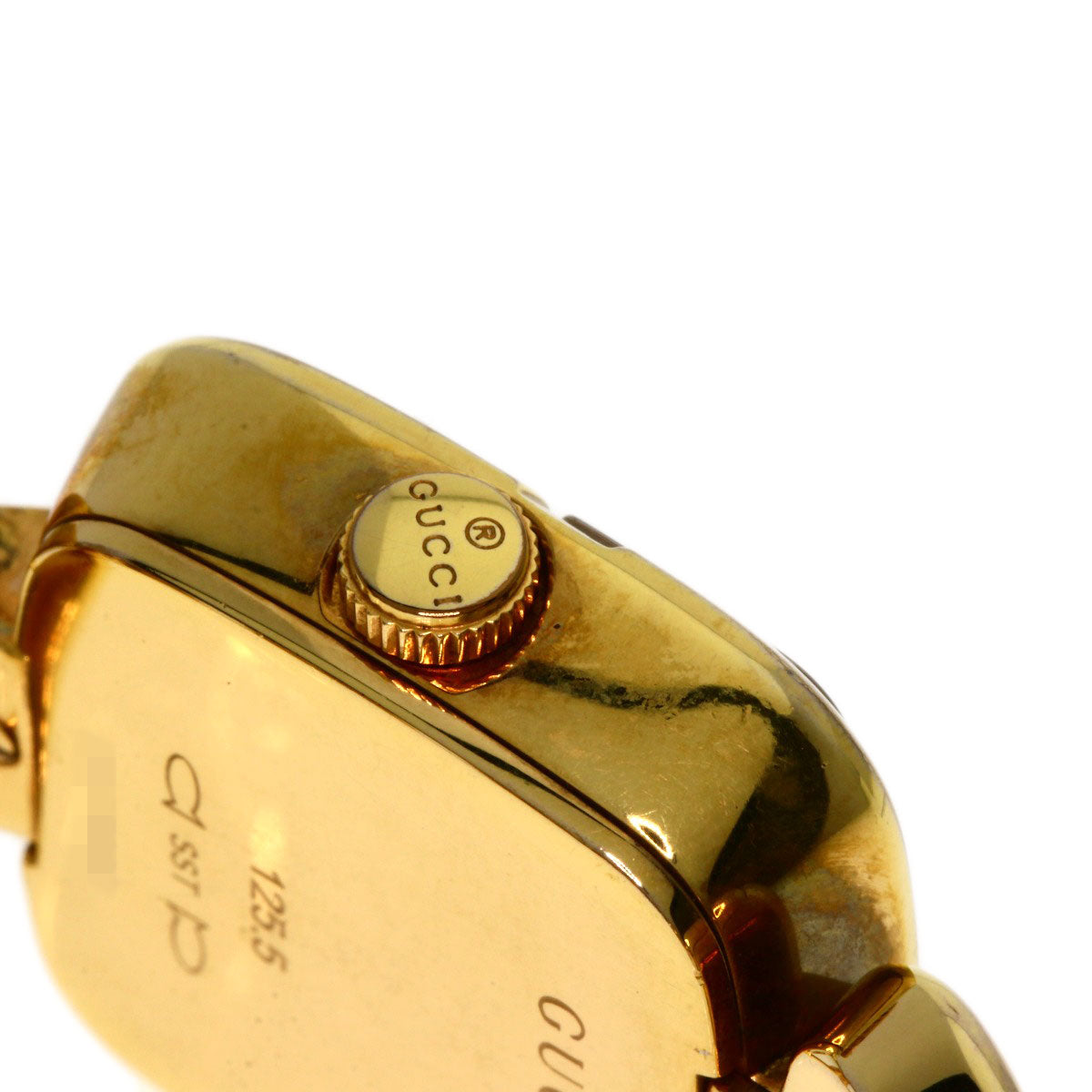 GUCCI Watches Quartz 125.5 Gold Plated , Gold Plated gold G Collection 3P Diamond Square black dial Women Used