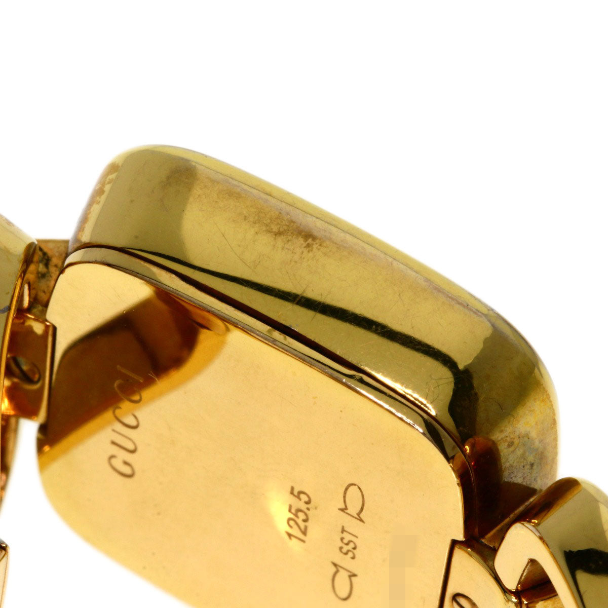 GUCCI Watches Quartz 125.5 Gold Plated , Gold Plated gold G Collection 3P Diamond Square black dial Women Used