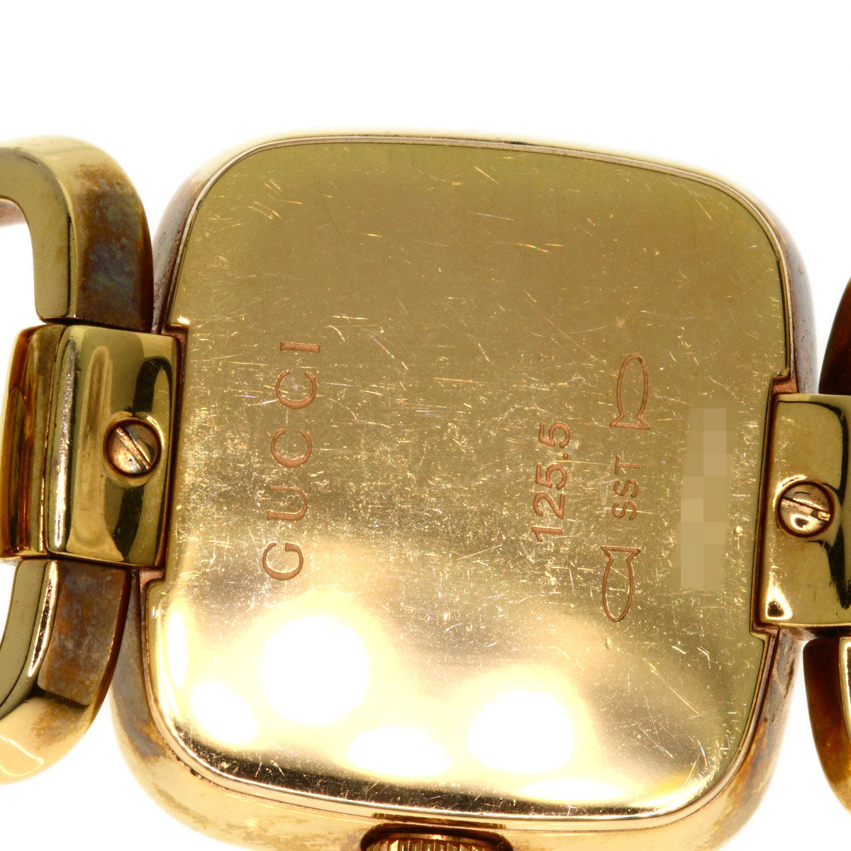 GUCCI Watches Quartz 125.5 Gold Plated , Gold Plated gold G Collection 3P Diamond Square black dial Women Used