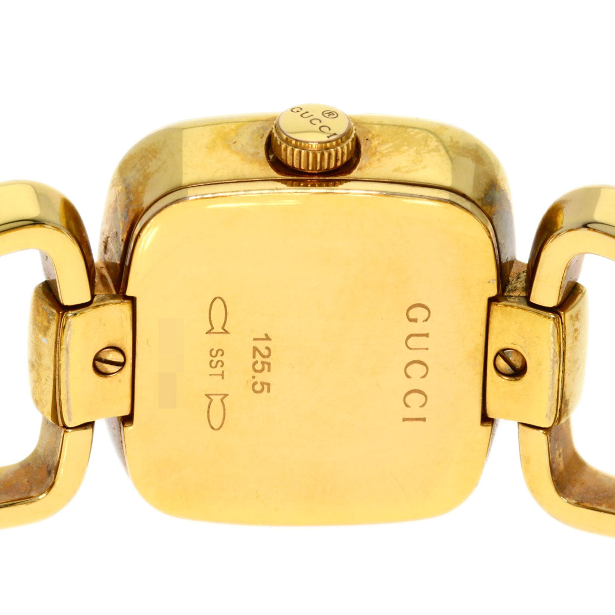 GUCCI Watches Quartz 125.5 Gold Plated , Gold Plated gold G Collection 3P Diamond Square black dial Women Used