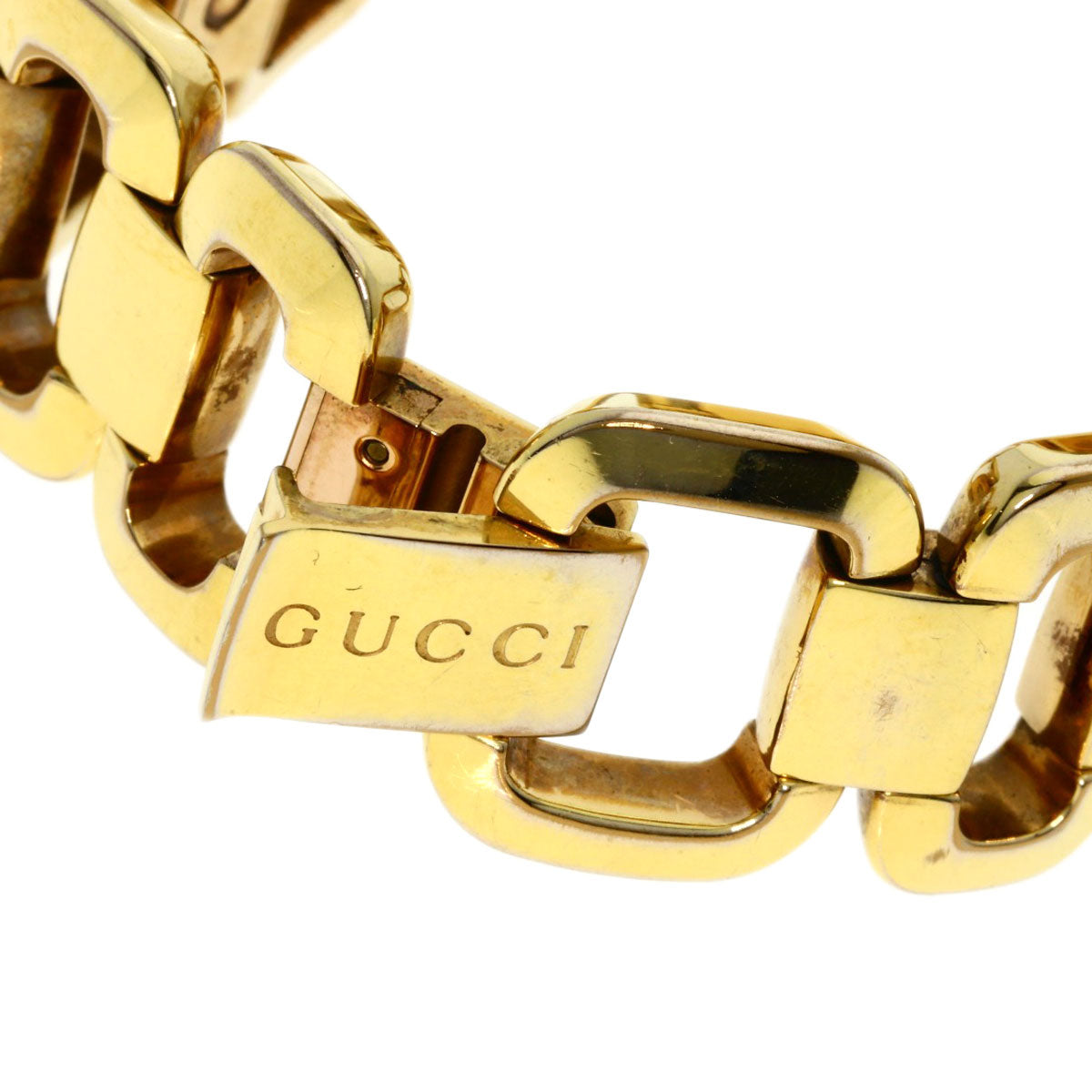 GUCCI Watches Quartz 125.5 Gold Plated , Gold Plated gold G Collection 3P Diamond Square black dial Women Used