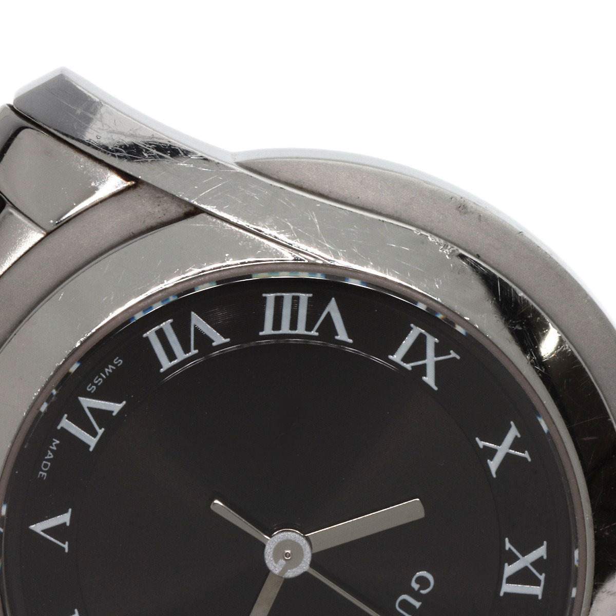GUCCI Watches Quartz 5500M Stainless Steel Silver Round face black dial