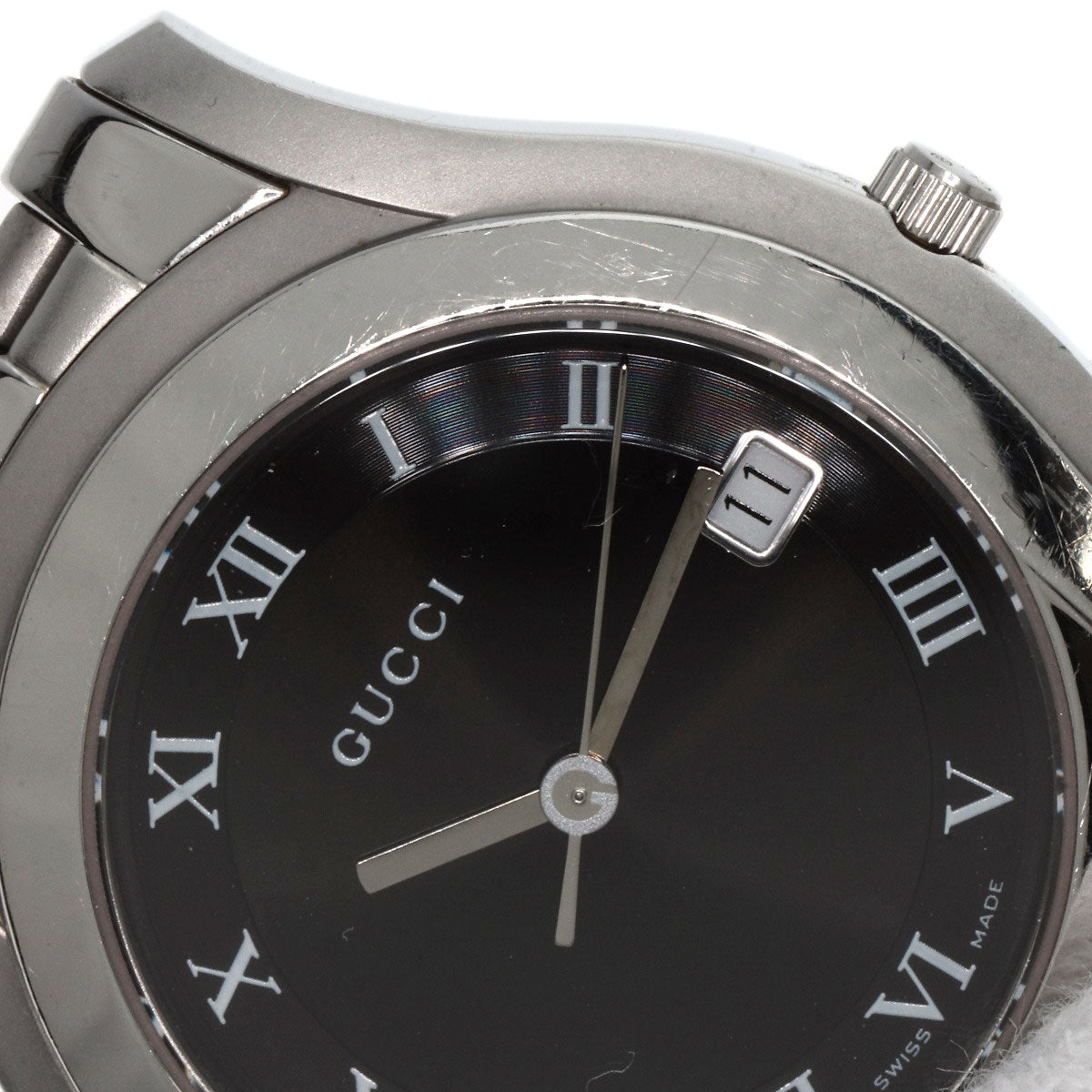 GUCCI Watches Quartz 5500M Stainless Steel Silver Round face black dial