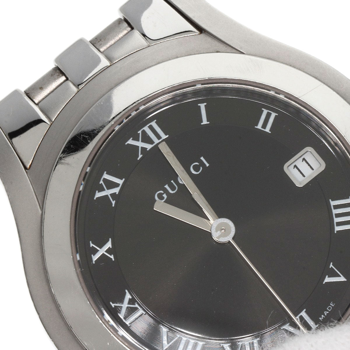 GUCCI Watches Quartz 5500M Stainless Steel Silver Round face black dial