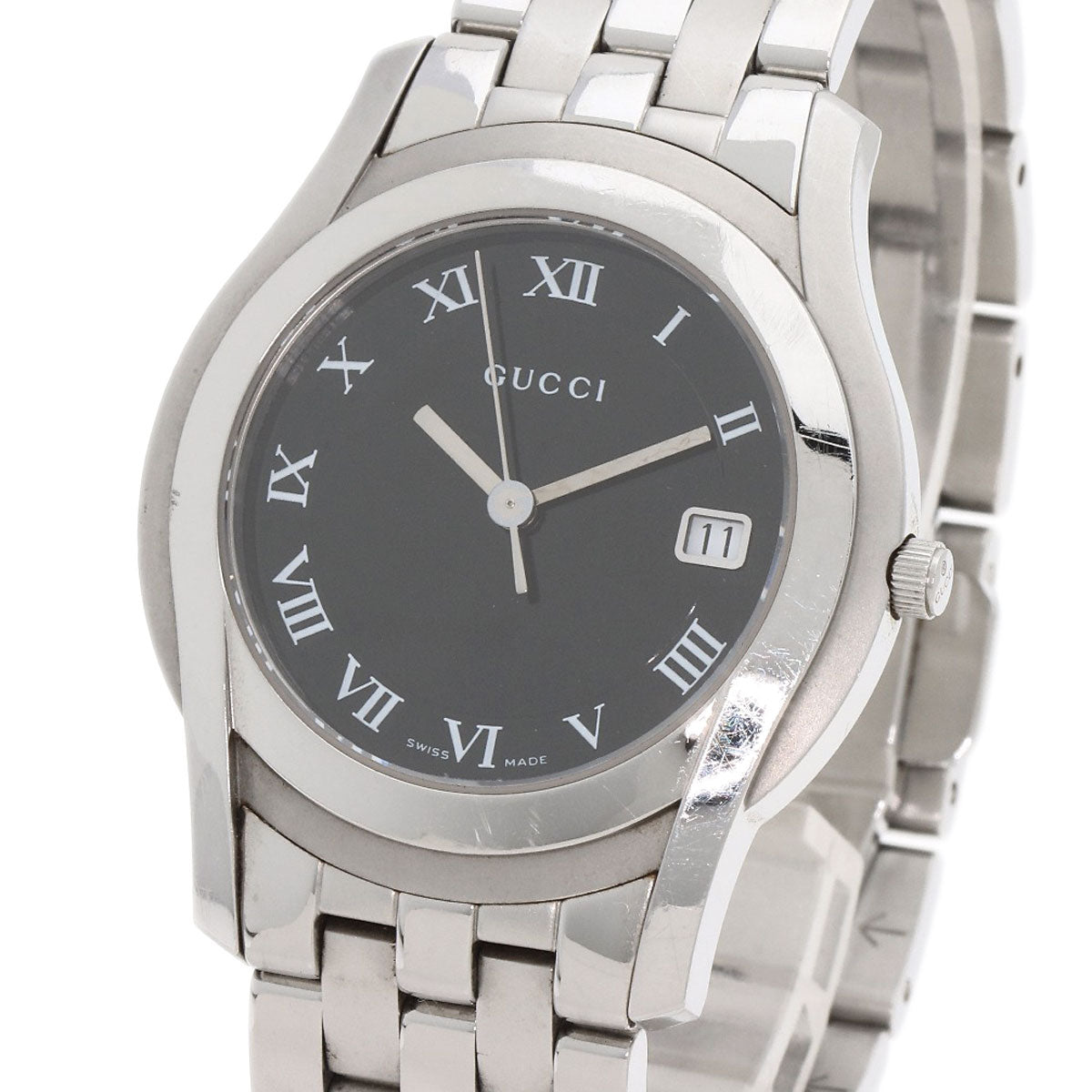 GUCCI Watches Quartz 5500M Stainless Steel Silver Round face black dial