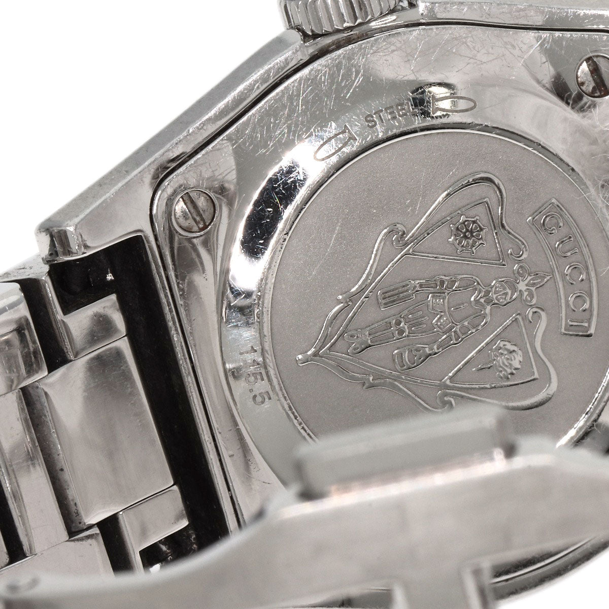 GUCCI Watches Quartz 115.5 Stainless Steel Silver Pantheon black dial