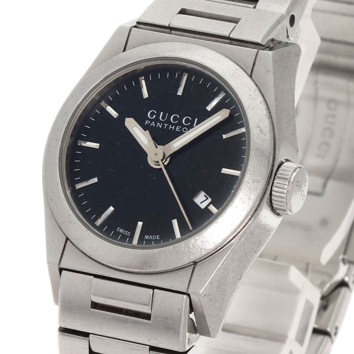 GUCCI Watches Quartz 115.5 Stainless Steel Silver Pantheon black dial