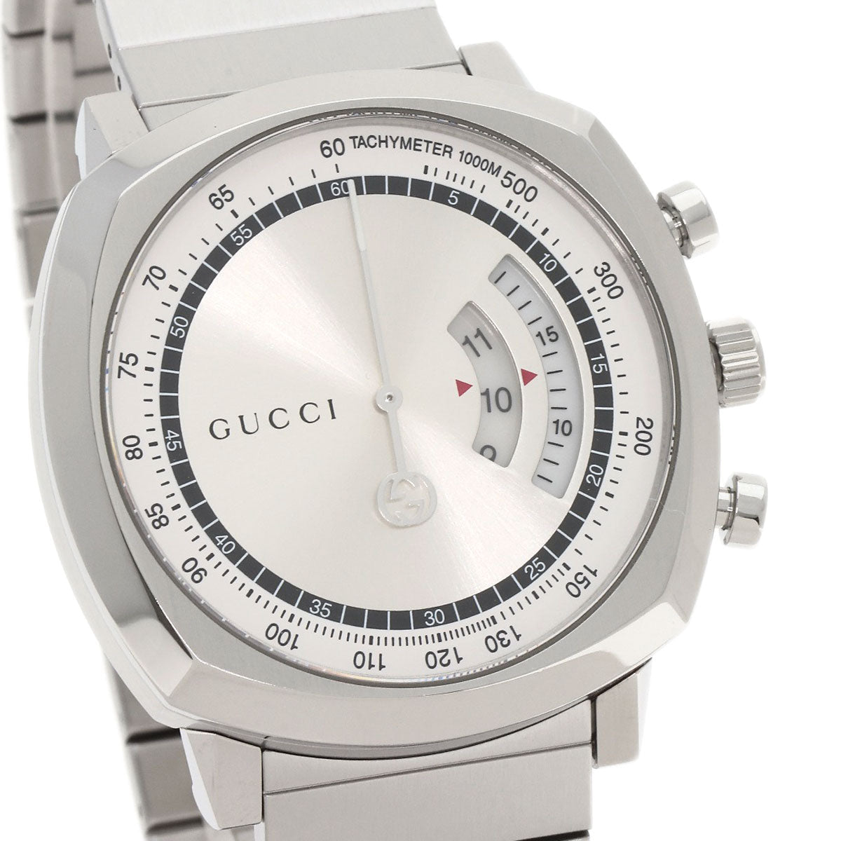 GUCCI Watches Quartz YA157302 Stainless Steel , Stainless Steel Silver Grip Chronograph Silver dial mens Used