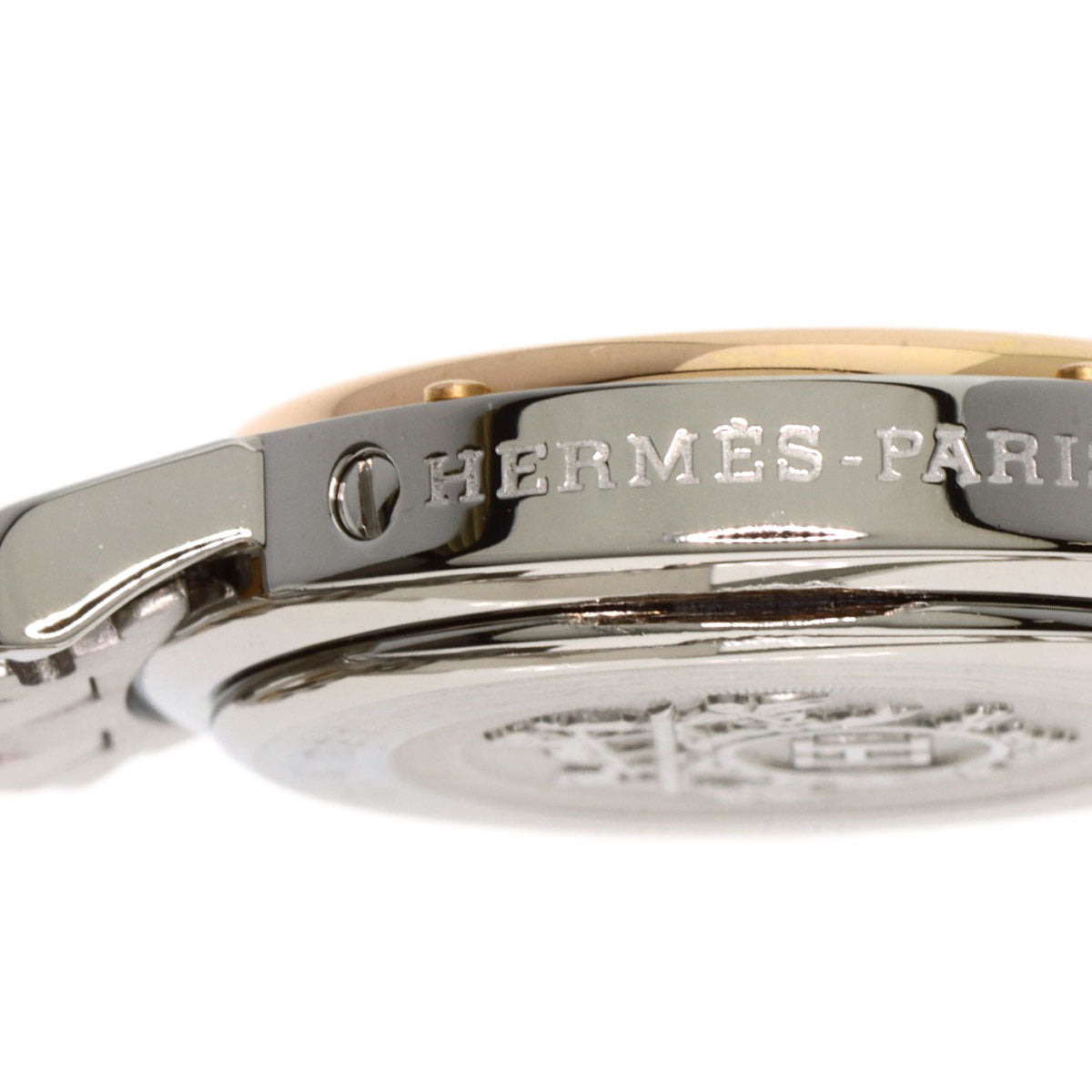 HERMES Watches Quartz CL4.221 Stainless Steel gold Clipper Nacre New Buckle Pink shell dial