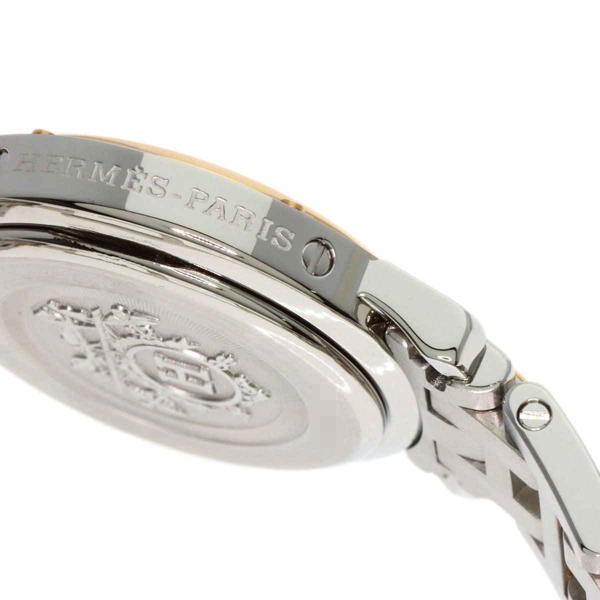 HERMES Watches Quartz CL4.221 Stainless Steel gold Clipper Nacre New Buckle Pink shell dial