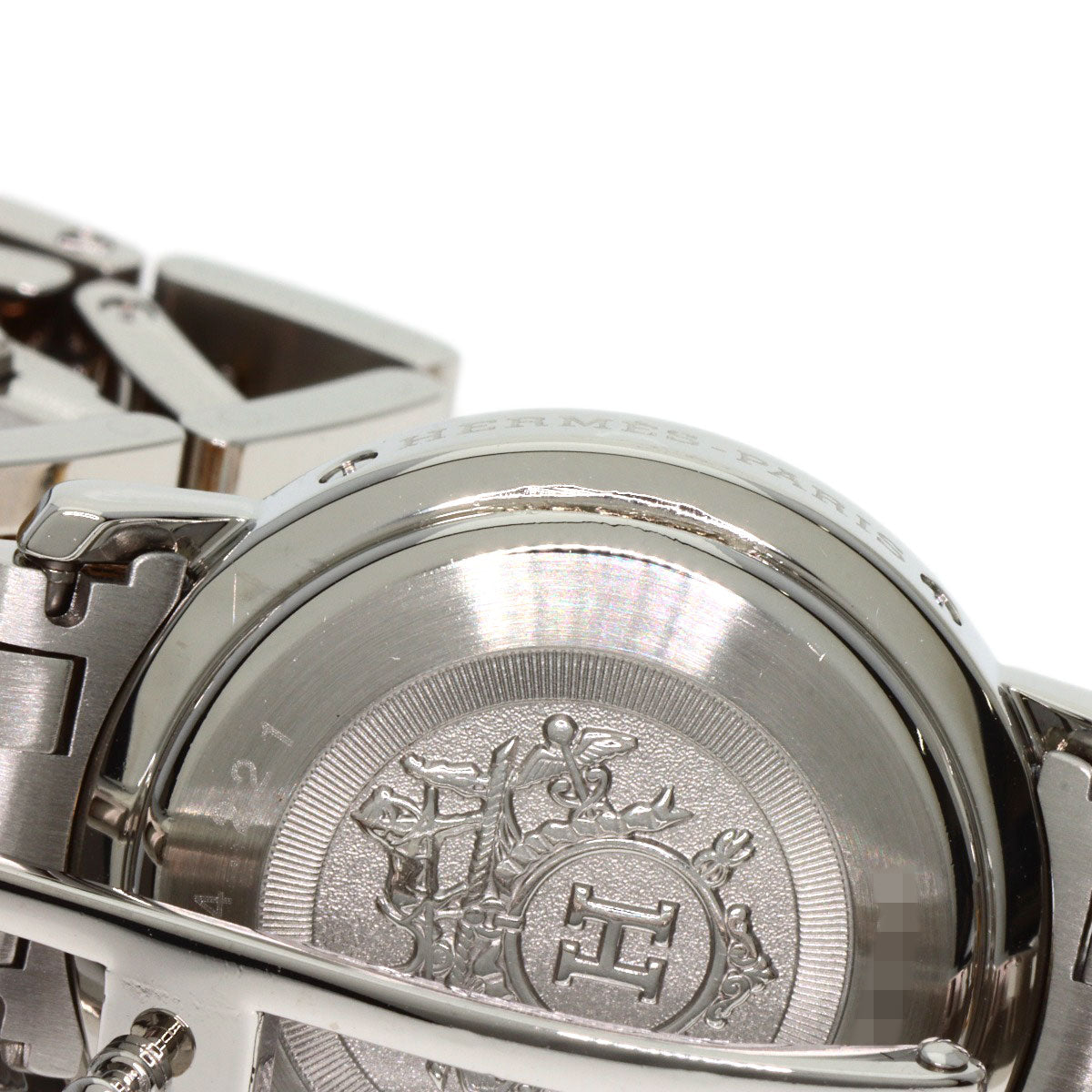 HERMES Watches Quartz CL4.221 Stainless Steel gold Clipper Nacre New Buckle Pink shell dial