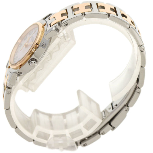 HERMES Watches Quartz CL4.221 Stainless Steel gold Clipper Nacre New Buckle Pink shell dial