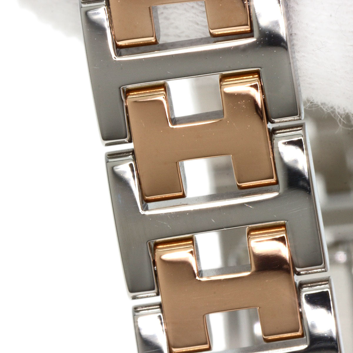 HERMES Watches Quartz CL4.221 Stainless Steel gold Clipper Nacre New Buckle Pink shell dial