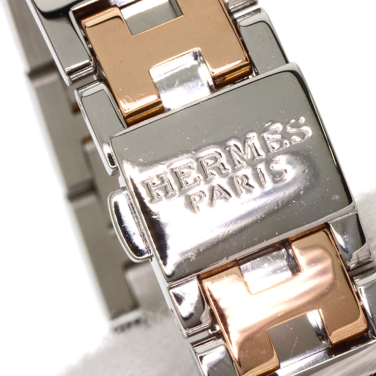 HERMES Watches Quartz CL4.221 Stainless Steel gold Clipper Nacre New Buckle Pink shell dial