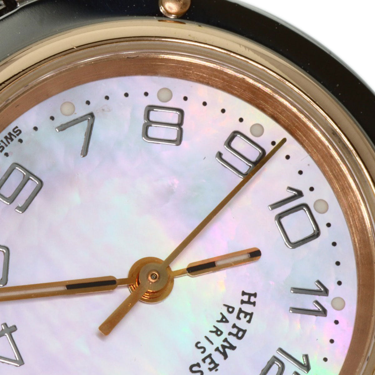 HERMES Watches Quartz CL4.221 Stainless Steel gold Clipper Nacre New Buckle Pink shell dial