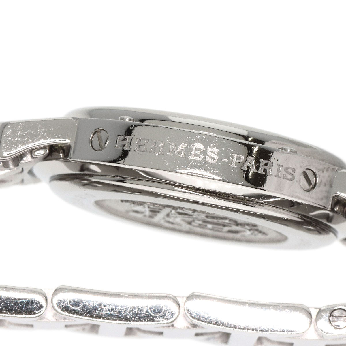 HERMES Watches Quartz CL4.210 Stainless Steel , Stainless Steel Silver Clipper new buckle white dial Women Used