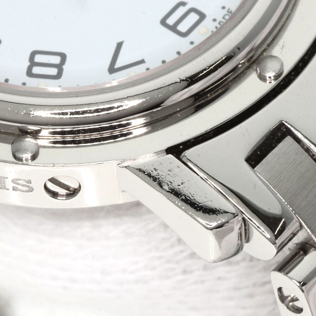 HERMES Watches Quartz CL4.210 Stainless Steel , Stainless Steel Silver Clipper new buckle white dial Women Used