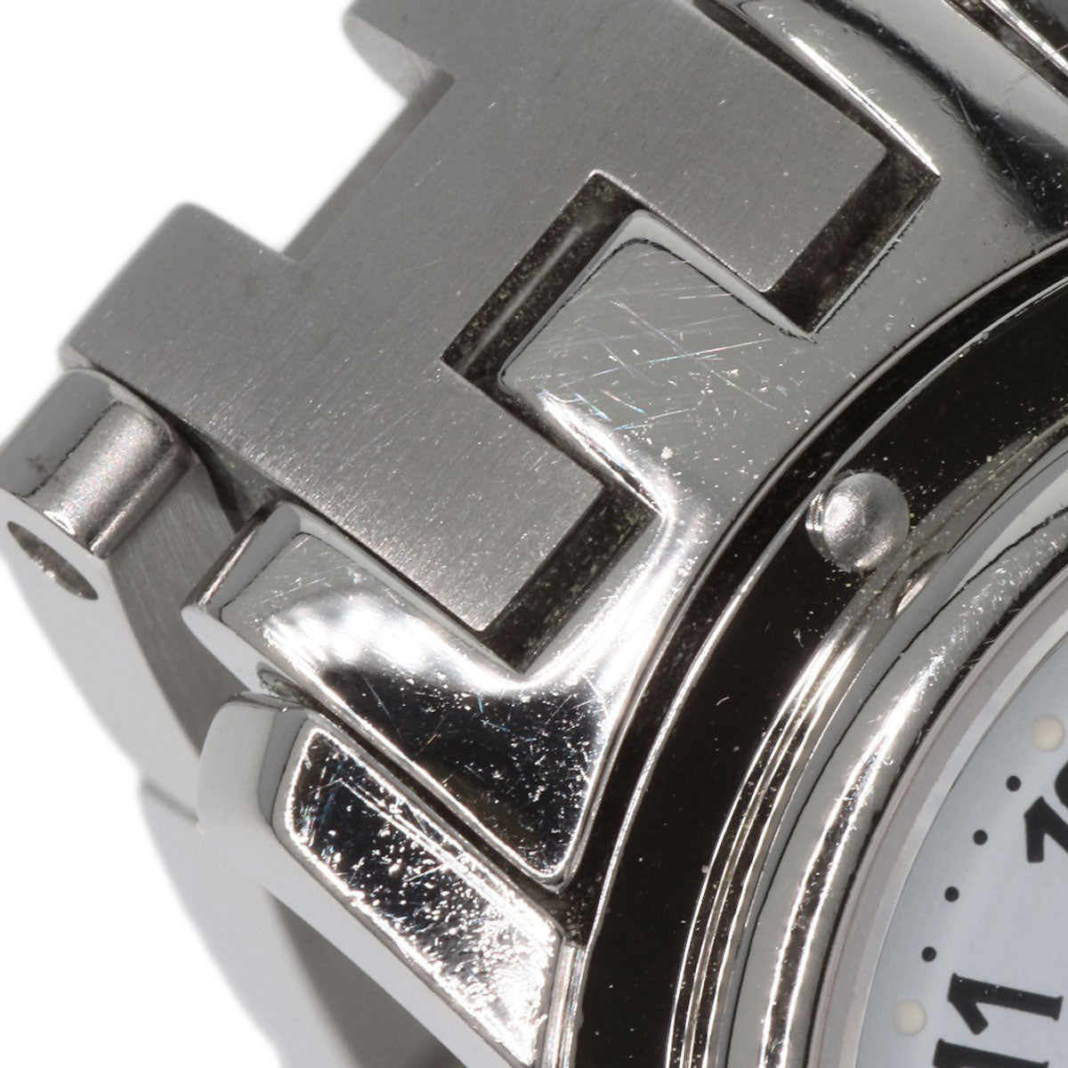 HERMES Watches Quartz CL4.210 Stainless Steel , Stainless Steel Silver Clipper new buckle white dial Women Used