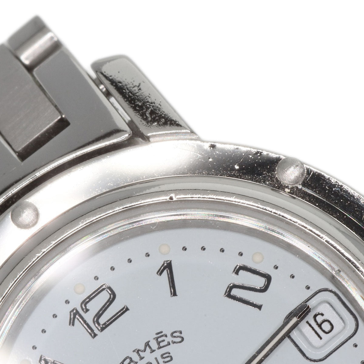 HERMES Watches Quartz CL4.210 Stainless Steel , Stainless Steel Silver Clipper new buckle white dial Women Used