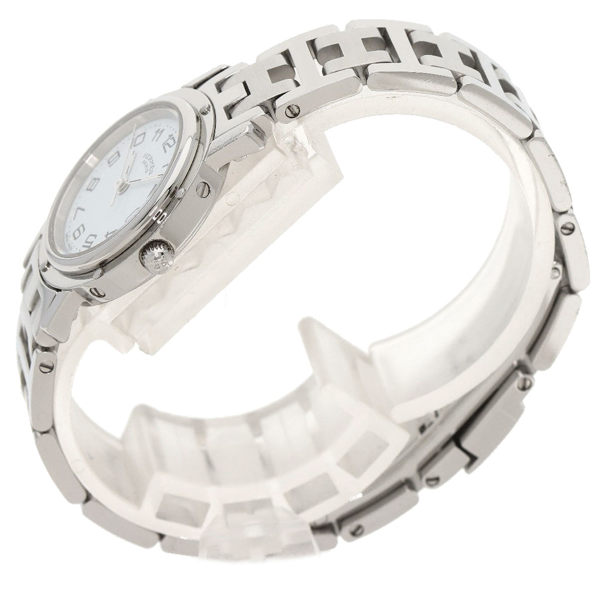 HERMES Watches Quartz CL4.210 Stainless Steel , Stainless Steel Silver Clipper new buckle white dial Women Used