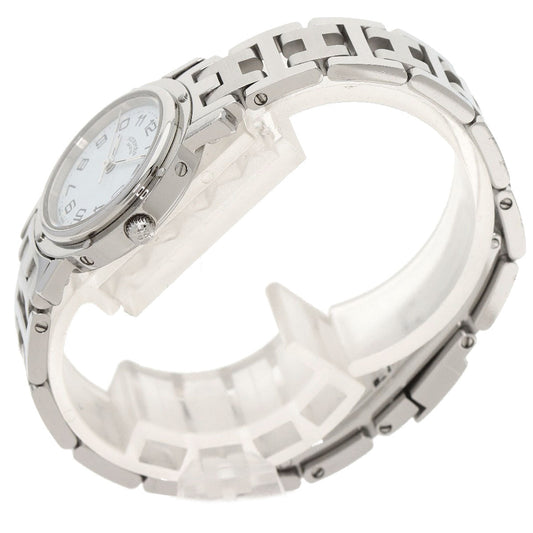 HERMES Watches Quartz CL4.210 Stainless Steel , Stainless Steel Silver Clipper new buckle white dial Women Used