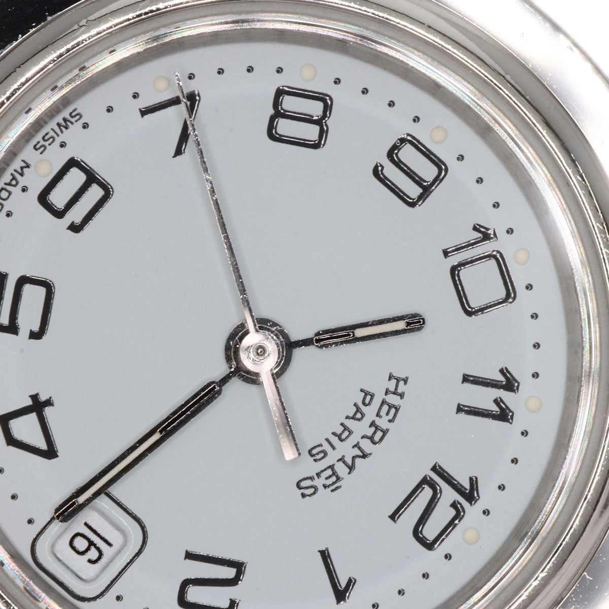 HERMES Watches Quartz CL4.210 Stainless Steel , Stainless Steel Silver Clipper new buckle white dial Women Used