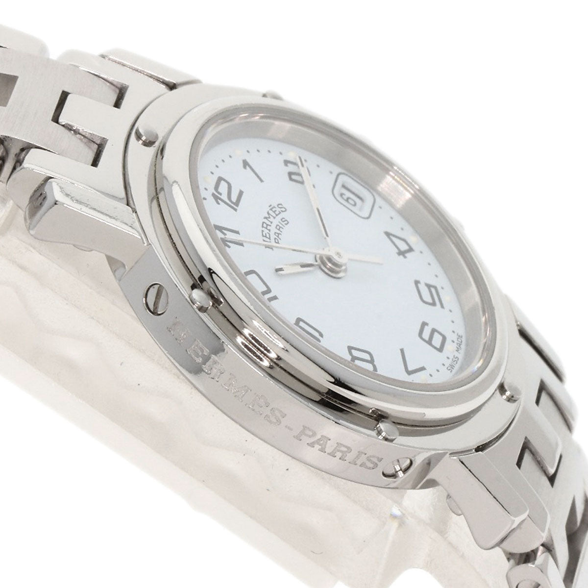 HERMES Watches Quartz CL4.210 Stainless Steel , Stainless Steel Silver Clipper new buckle white dial Women Used