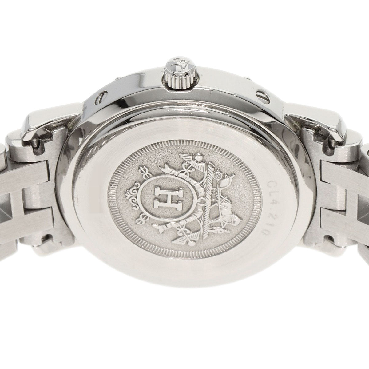 HERMES Watches Quartz CL4.210 Stainless Steel , Stainless Steel Silver Clipper new buckle white dial Women Used