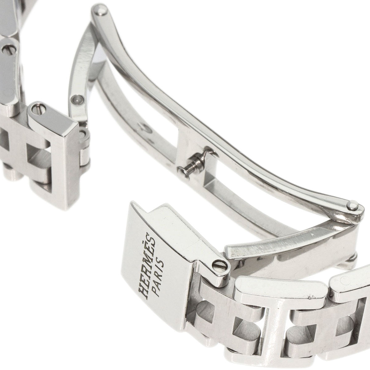 HERMES Watches Quartz CL4.210 Stainless Steel , Stainless Steel Silver Clipper new buckle white dial Women Used